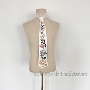 Bunte Blumen Hochzeit Krawatte, Boho Blumen Krawatten für Hochzeit Krawatte, gestickte Krawatten, Groomsmen Krawatte, Abschlussball Krawatte, Bräutigam Krawatte