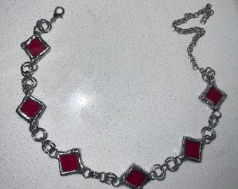 Collar de soldadura de plata con vitrales