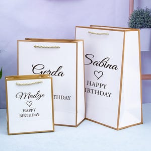 Personalised Name Gift Bag, Birthday Gift Bag for Girls,Lettered Gift Bag for her,custom paper gift bag for 6th,28th, 80th Birthday