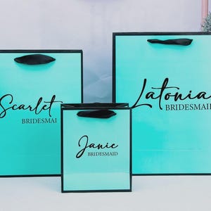 Personalized Name Gift Bags: Ribbon Tie, Wedding Bridesmaid Birthday