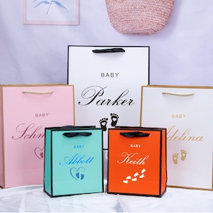Personalized Baby Feet Gift Bags: Kraft Paper Party Favor Bags