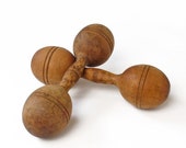 Antique Wood Dumb Bells Hand Weights
