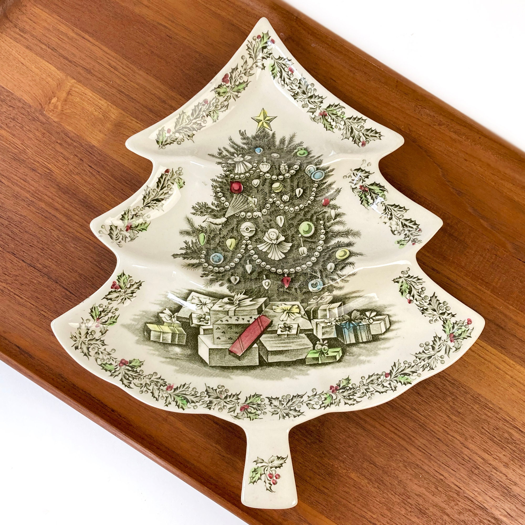 Vintage Johnson Brothers Merry Christmas Tree Dish - Etsy