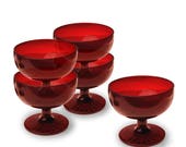 Vintage Anchor Hocking Royal Ruby Red Glasses Champaign Desert