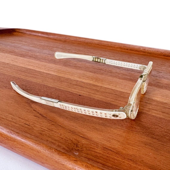 Vintage Cat Eye Rhinestone Folding Eye Glasses - image 5