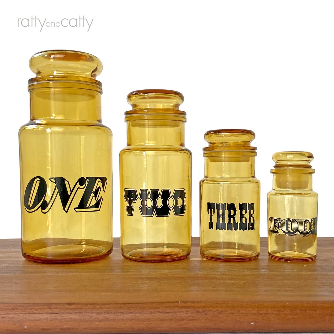 MCM Glass Kitchen Canisters French Etsy