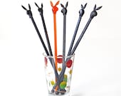 Vintage Playboy Swizzle Sticks Black and Orange