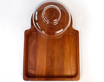 Vintage Dansk Cutting Charcuterie Board with Glass Dome