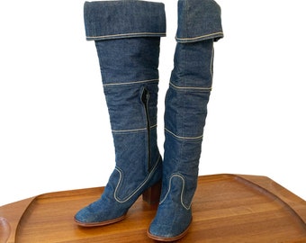 Mid Century Denim Boots Made in Spain