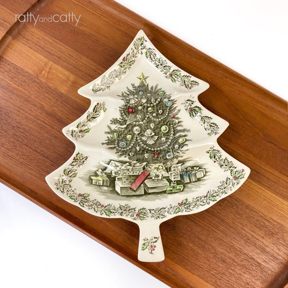 Vintage Johnson Brothers Merry Christmas Tree Dish - Etsy
