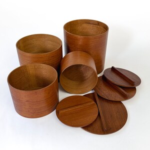 MCM Teak Canisters Rare Horizontal Grain Design image 7