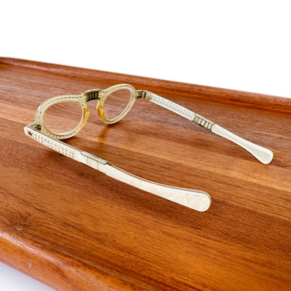 Vintage Cat Eye Rhinestone Folding Eye Glasses - image 3