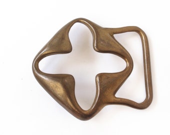 Vintage Solid Brass Belt Buckle Cross Design