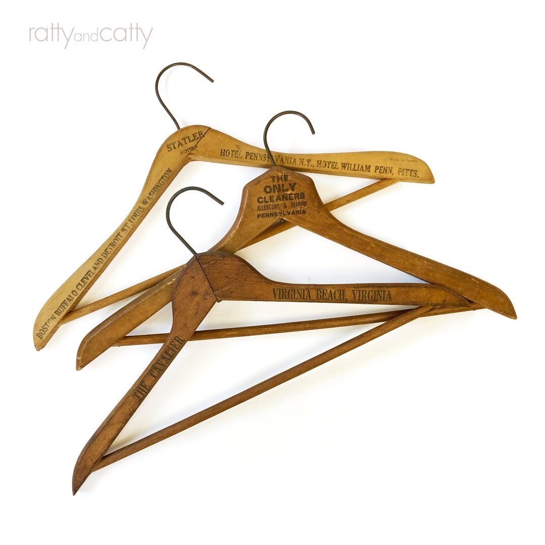 Vintage Wooden Hangers Set of Three Etsy