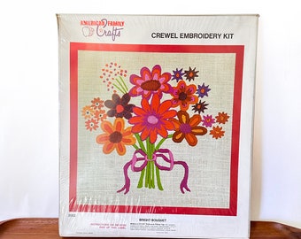 NOS Crewel Embroidery Kit Bright Bouquet