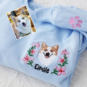 Embroidered Pet Sweatshirt for Women,Custom Dog Face Embroidered Sweatshirt,Custom Pet Hoodie,Gift for Pet Lovers,Personalized Gift For Mom