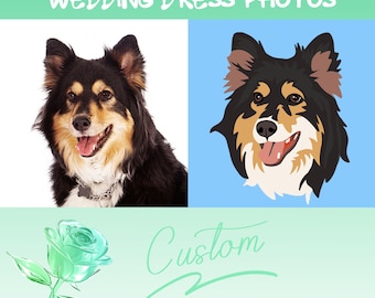 Custom Pet Cartoon Portrait, Unique Christmas Gift (Digital Illustration)