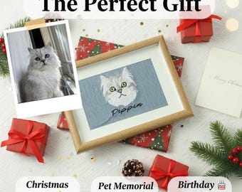 Custom Embroidered Pet Portrait: Personalized Dog & Cat Memorial Keepsake