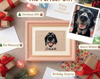Custom Embroidered Pet Portrait: Personalized Dog & Cat Memorial Keepsake