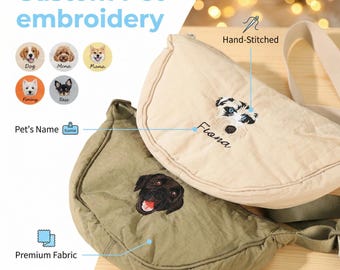 Personalisierte Haustier-Porträt-Crossbody-Tasche, Entwerfen Sie Ihre Hundetragetaschen, Geschenk für Tierliebhaber, benutzerdefinierte Hundefototasche, Haustiergeschenk, Haustier-Gedenkgeschenk