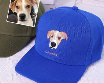 Custom Embroidered Pet Portrait Hat, Personalized Dog Cat Photo Cap