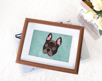 Embroidered Pet Photo Frame: Custom Cat & Dog Portrait, Pet souvenir, Christmas gift