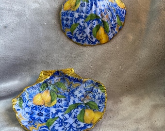 Ręcznie robione pamiątkowe muszle pielgrzyma Camino i naczynia na biżuterię/biżuterię - Spanish Tile