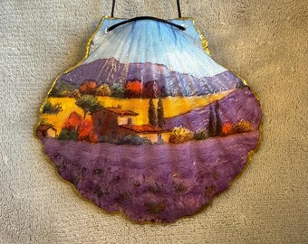 Handgefertigte Camino Pilgrim Andenken Jakobsmuscheln & Schmuck / Schmuckstücke - Lavendelfeld