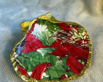 Handgefertigte Muschelschale, Ringschale, Schmuckschale, Verzierung - Weihnachtssterne