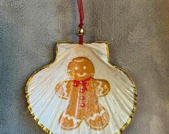 Handgefertigte Muschelschale, Ringschale, Schmuckschale, Ornament - Lebkuchenmann
