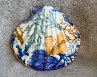 Handgefertigte Camino Pilgrim Andenken Jakobsmuscheln & Schmuck / Schmuckstücke - blaue Korallen mit Bronzeverzierung