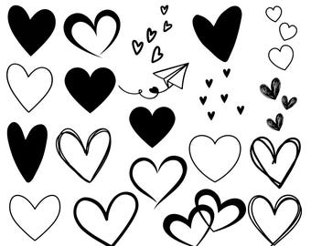 Paquete SVG de corazón: imágenes prediseñadas de doodle, archivos de corte (descarga instantánea)