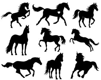Horse SVG Bundle: Silhouette Clipart, Vector Files (Digital Download