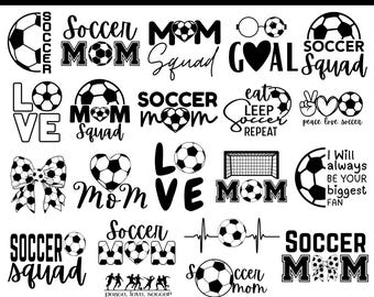 Soccer Mom SVG Bundle: Ball, Heart, Team Designs (Digital Download)