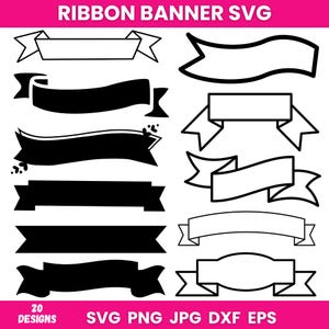 Ribbon Banner SVG Bundle: Cricut Bereit Clipart (Digitaler Download)