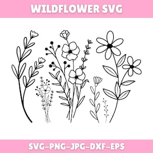 Wildblumen Plotterdatei, Wildblumen Png, Wildblumen Clipart, Botanischer Garten Png, Wildblumen Clipart, Sofort Download