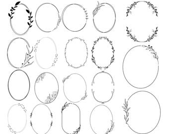 Floral Wreath SVG Bundle: Oval & Circle Frames (Digital Download)