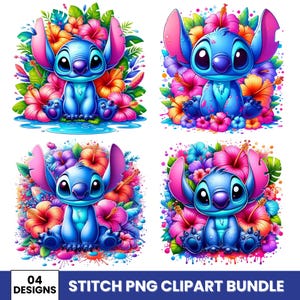 Stitch Watercolor PNG Bundle: Lilo and Stitch Clipart (Digital Download