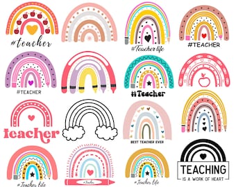 Teacher Rainbow SVG Bundle: Boho Teacher Life Designs (Digital Download)