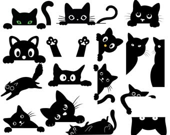 Peeking Cat Svg Png Bundle, Cat Cliparts, Peeking Kitten Png, Peeking Cats, Cricut Cut Files, Cats Dxf, Peeking Cat Eps, Instant Download