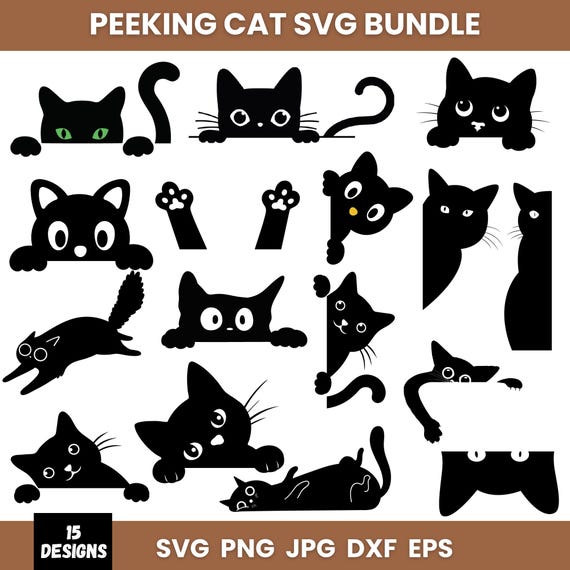 Peeking Cat Svg Png Bundle, Cat Cliparts, Peeking Kitten Png, Peeking Cats, Cricut Cut Files, Cats Dxf, Peeking Cat Eps, Instant Download