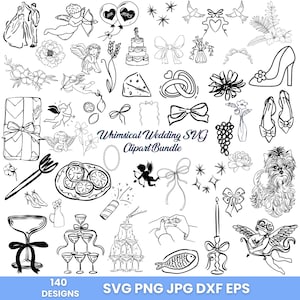 Wedding SVG Bundle: Hand-Drawn Whimsical Illustrations (Digital Download)