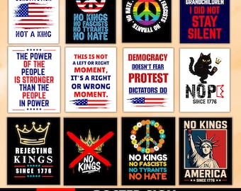 Printable Anti Trump Protest Signs Bundle,No Kings Day Poster Signs,Anti Trump,Digital Download,Political Activist Rally Sign,Download files