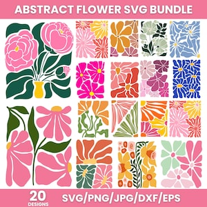 Abstract Flower SVG Bundle: Retro Floral Designs (digital Download) - Etsy