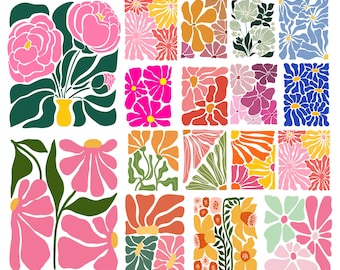 Abstract Flower SVG Bundle: Retro Floral Designs (Digital Download)