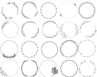 Floral Circle Frame SVG Bundle: Wedding Wreath Designs (Digital Download)