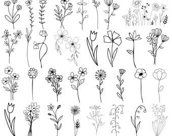 Wildflower SVG Bundle: Botanical Floral Clipart (Digital Download)