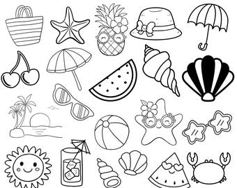 Beach SVG Bundle: Summer Clipart, Palm Tree, Tropical Designs (Digital Download)