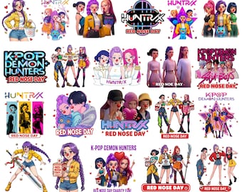 32 K-Pop Red Nose Day PNGバンドル、Kpopデザイン、面白いKpop Red Nose PNG、韓国ポップアイドルシャツデザイン、Kpopファン昇華、デジタルダウンロード