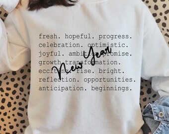Nieuwjaar woorden Png Svg, gezellige trui winter Shirt Design, New Years 2025 SVG PNG, positieve woorden sublimatie, digitale download
